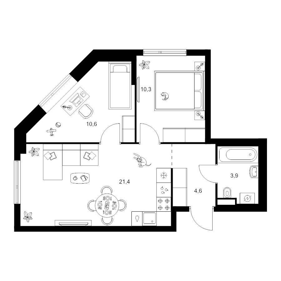 3 ккв (Евро) 50,8 м²