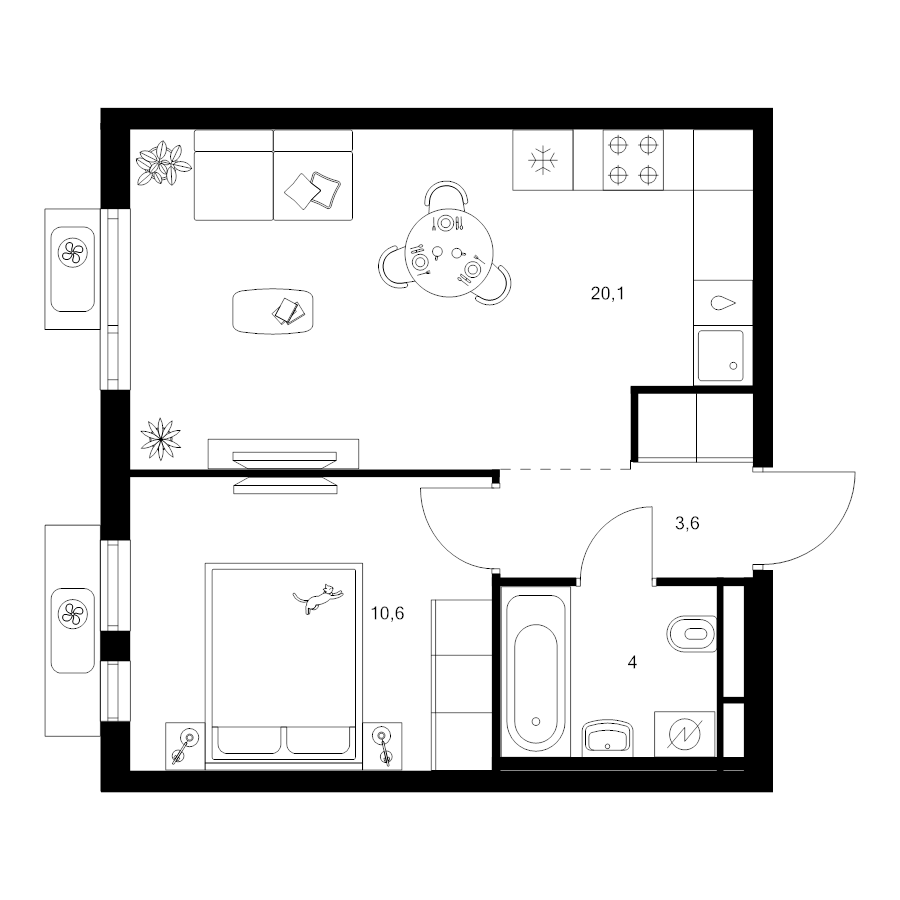2 ккв (Евро) 38,3 м²