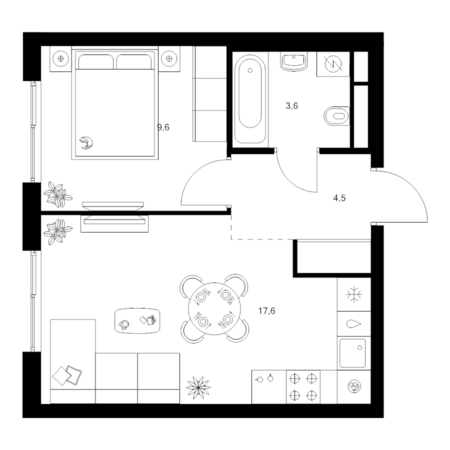 2 ккв (Евро) 35,3 м²