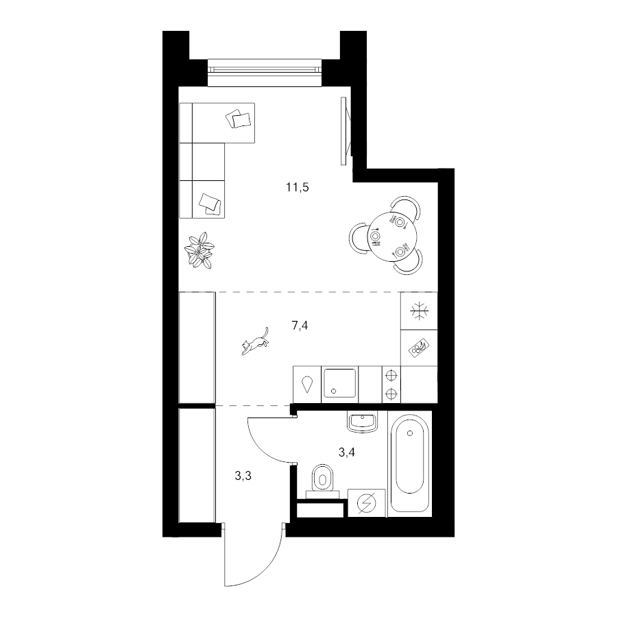 Студия 25,6 м²