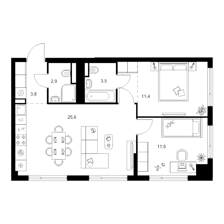 3 ккв (Евро) 61,3 м²