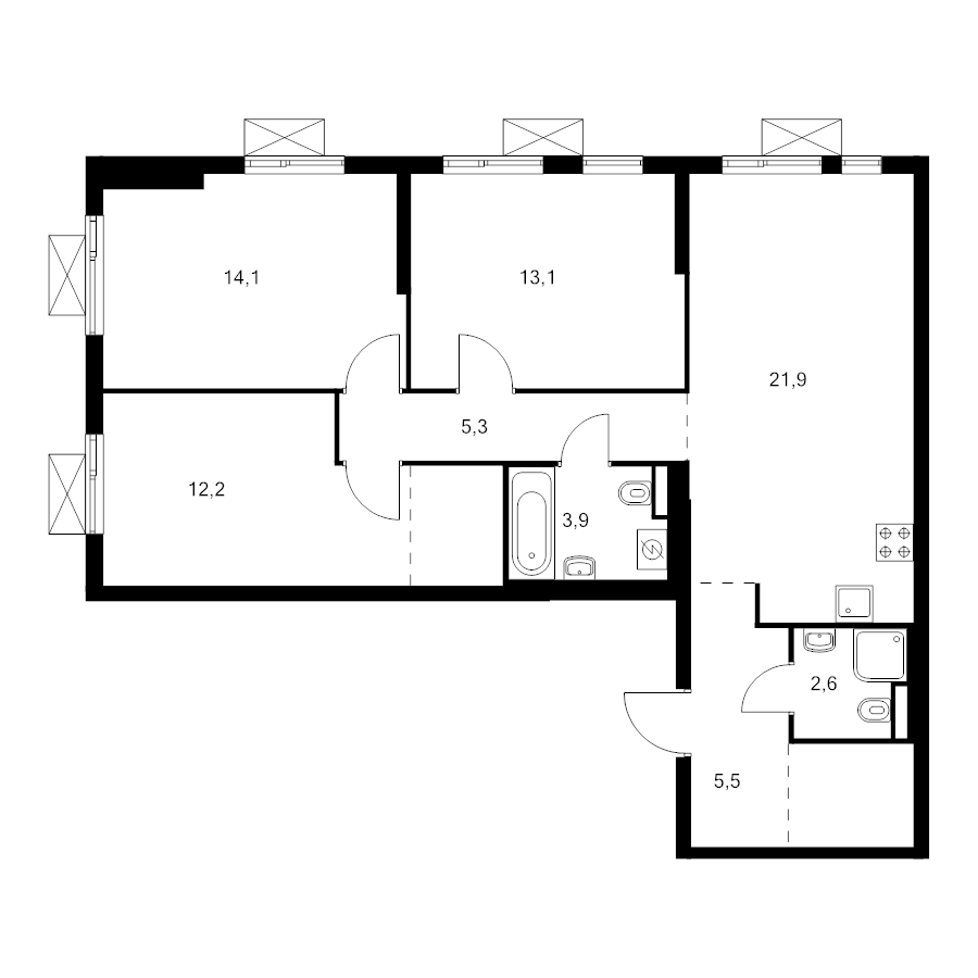 4 ккв (Евро) 84 м²