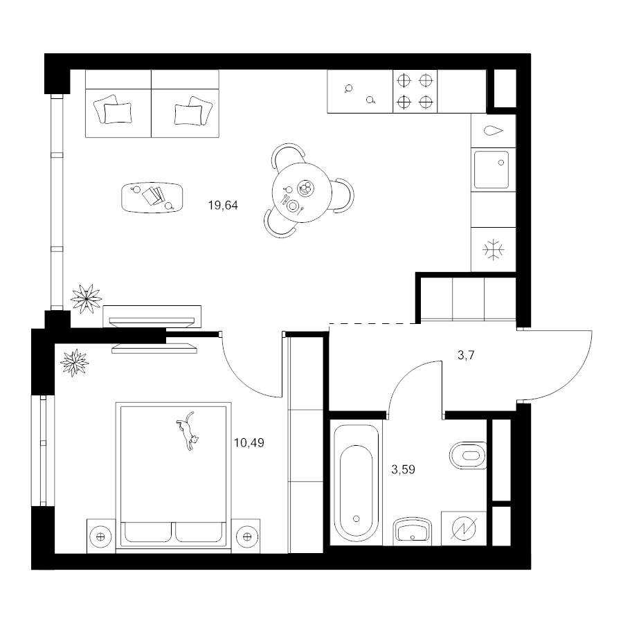 2 ккв (Евро) 37,4 м²