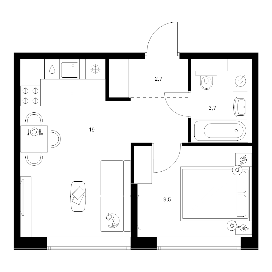 2 ккв (Евро) 34,9 м²