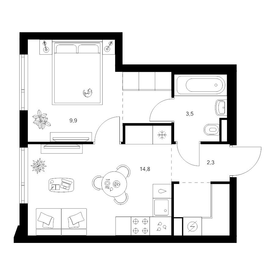 1 ккв 36 м²