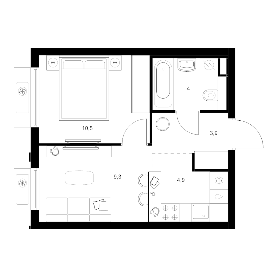 2 ккв (Евро) 32,6 м²