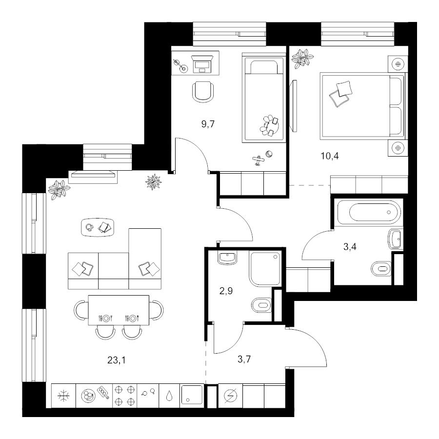3 ккв (Евро) 58,5 м²