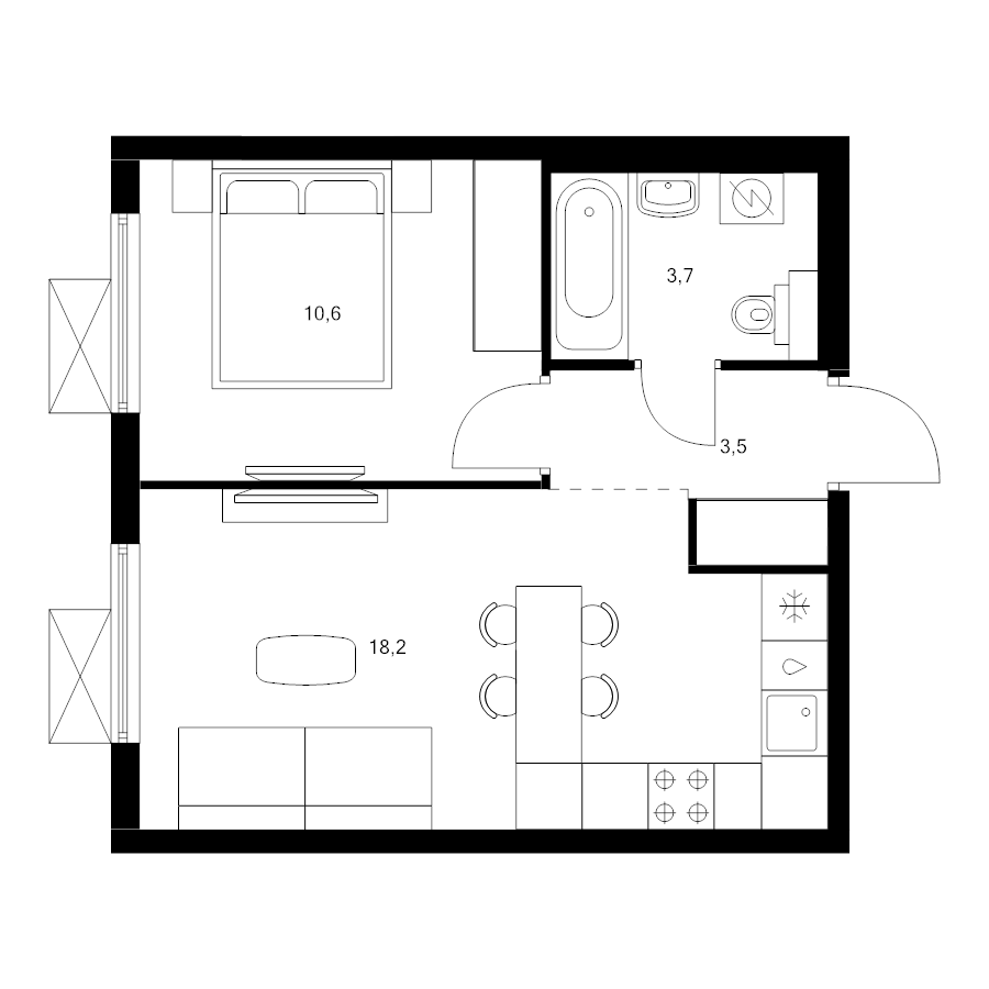 2 ккв (Евро) 36 м²