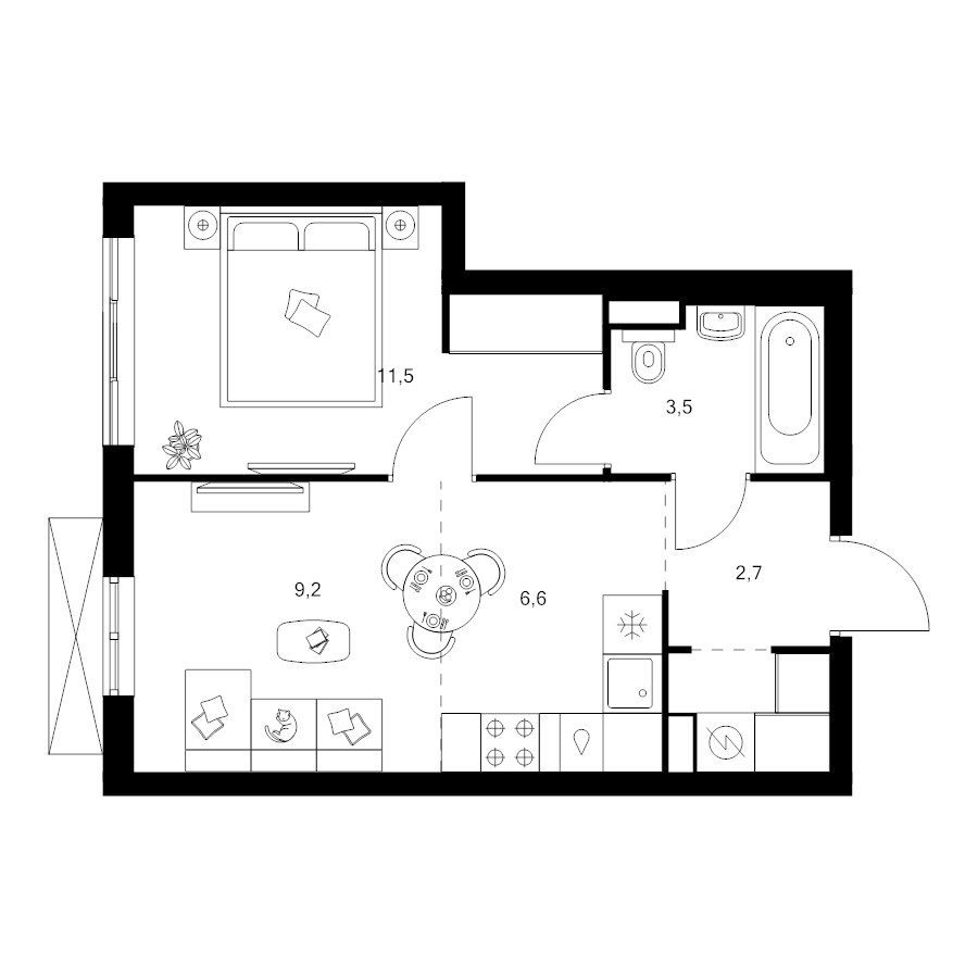 2 ккв (Евро) 35,3 м²