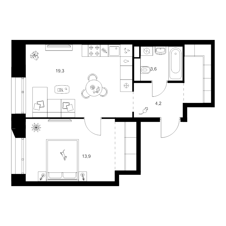 2 ккв (Евро) 47,5 м²