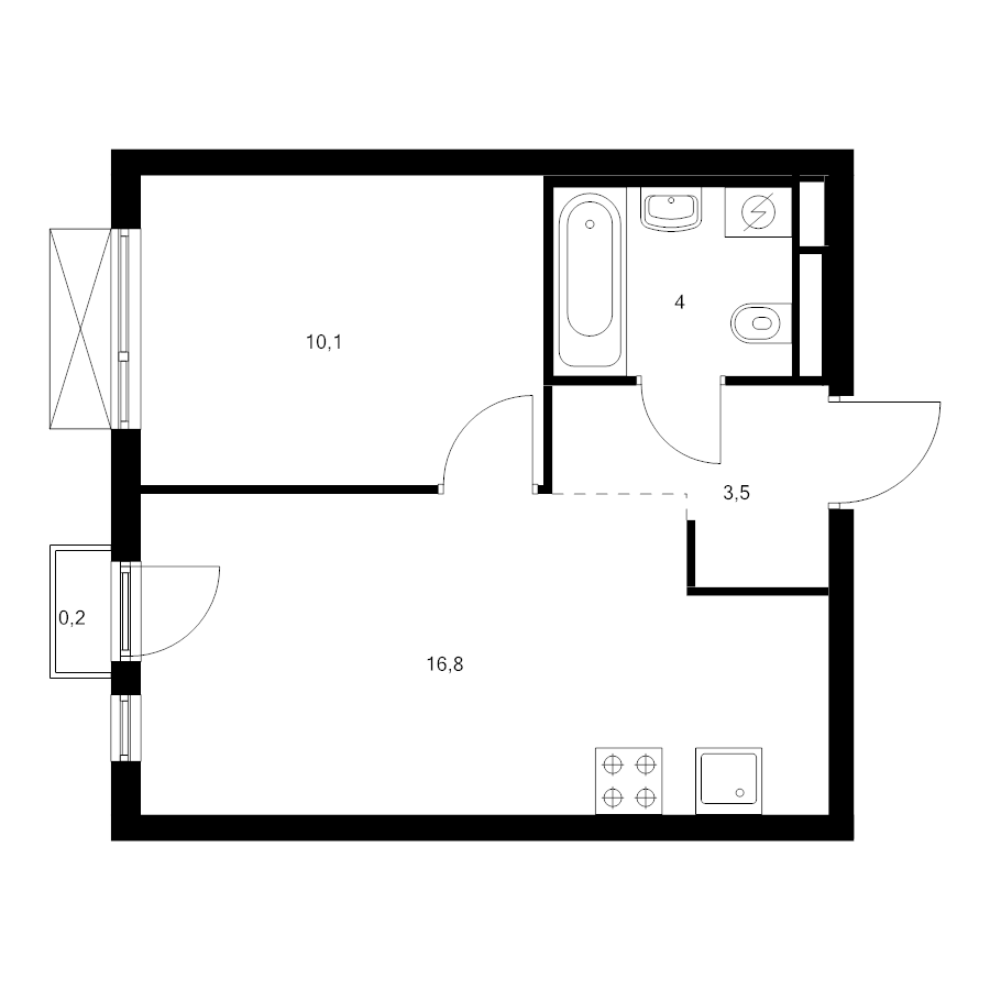 2 ккв (Евро) 34,6 м²