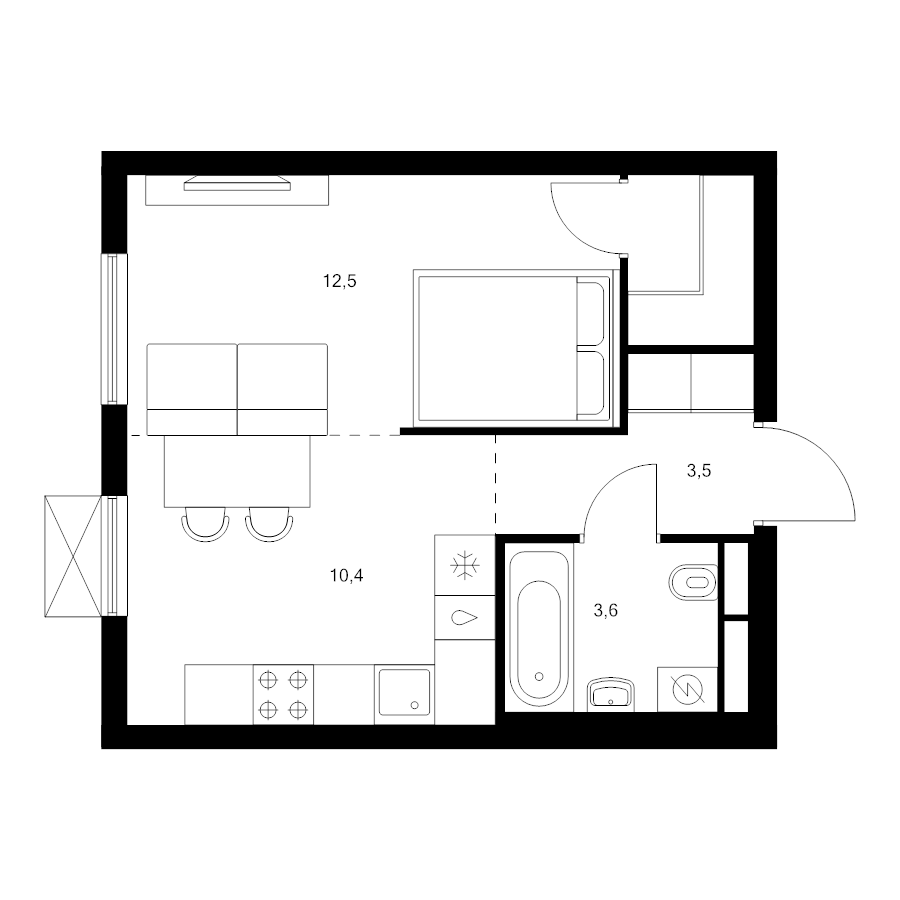 1 ккв 32,1 м²