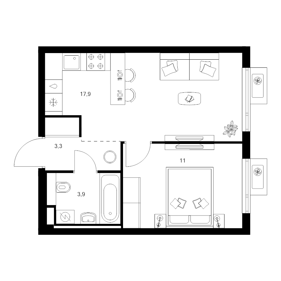 2 ккв (Евро) 36,1 м²