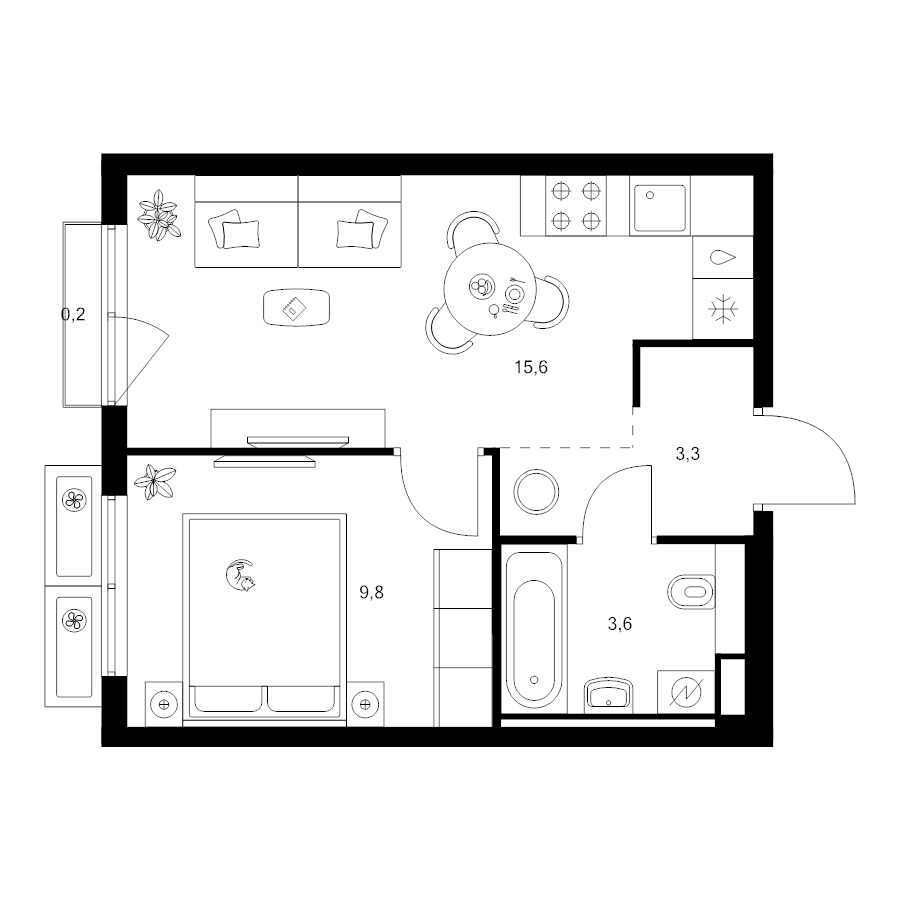 2 ккв (Евро) 32,5 м²