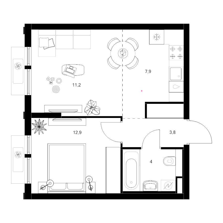 2 ккв (Евро) 39,8 м²