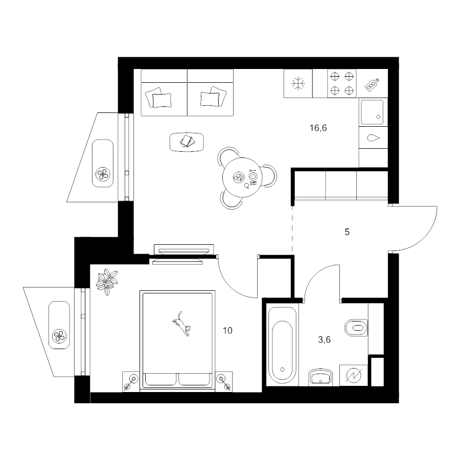 2 ккв (Евро) 35,2 м²