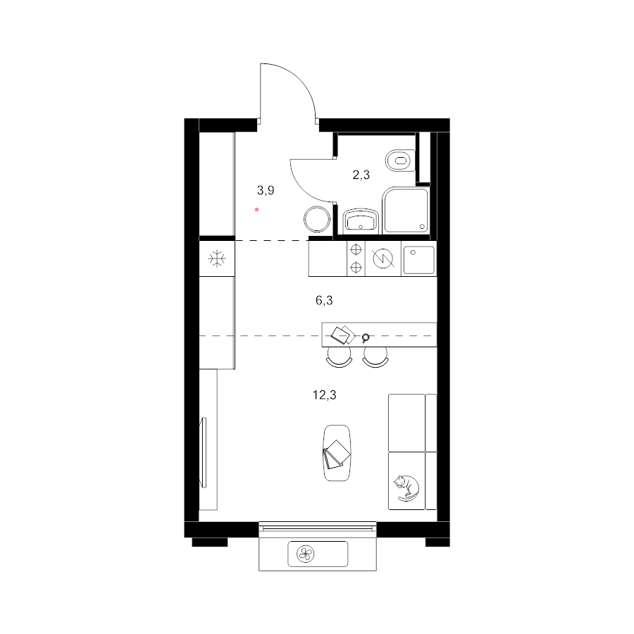 Студия 24,8 м²