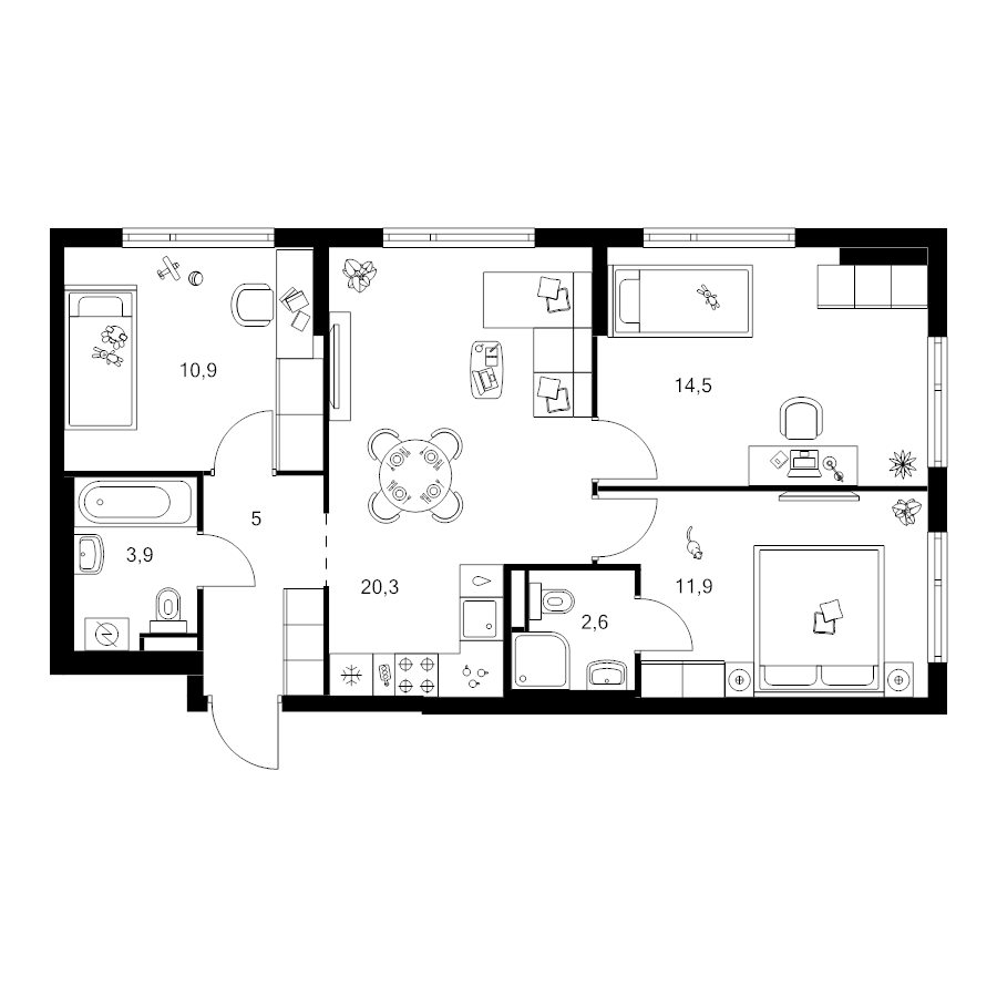 4 ккв (Евро) 69,1 м²