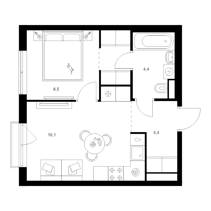 2 ккв (Евро) 36,2 м²