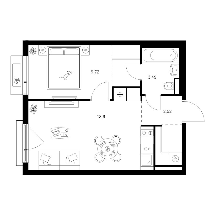 2 ккв (Евро) 39,1 м²