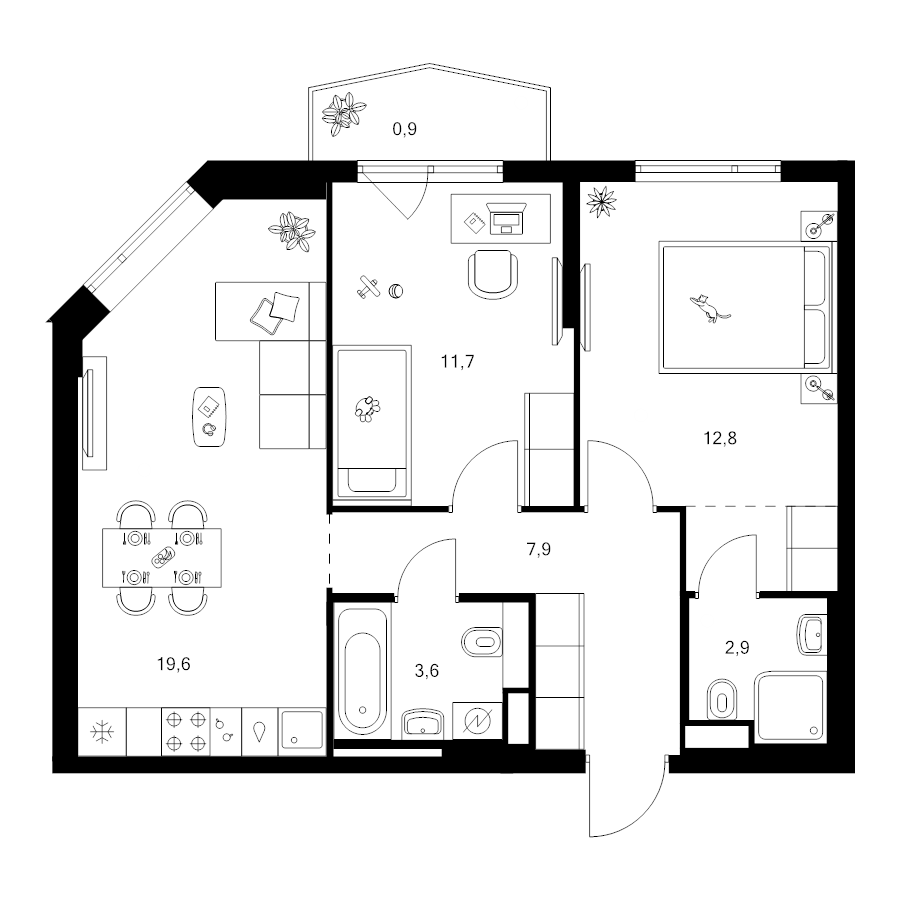 3 ккв (Евро) 61,1 м²