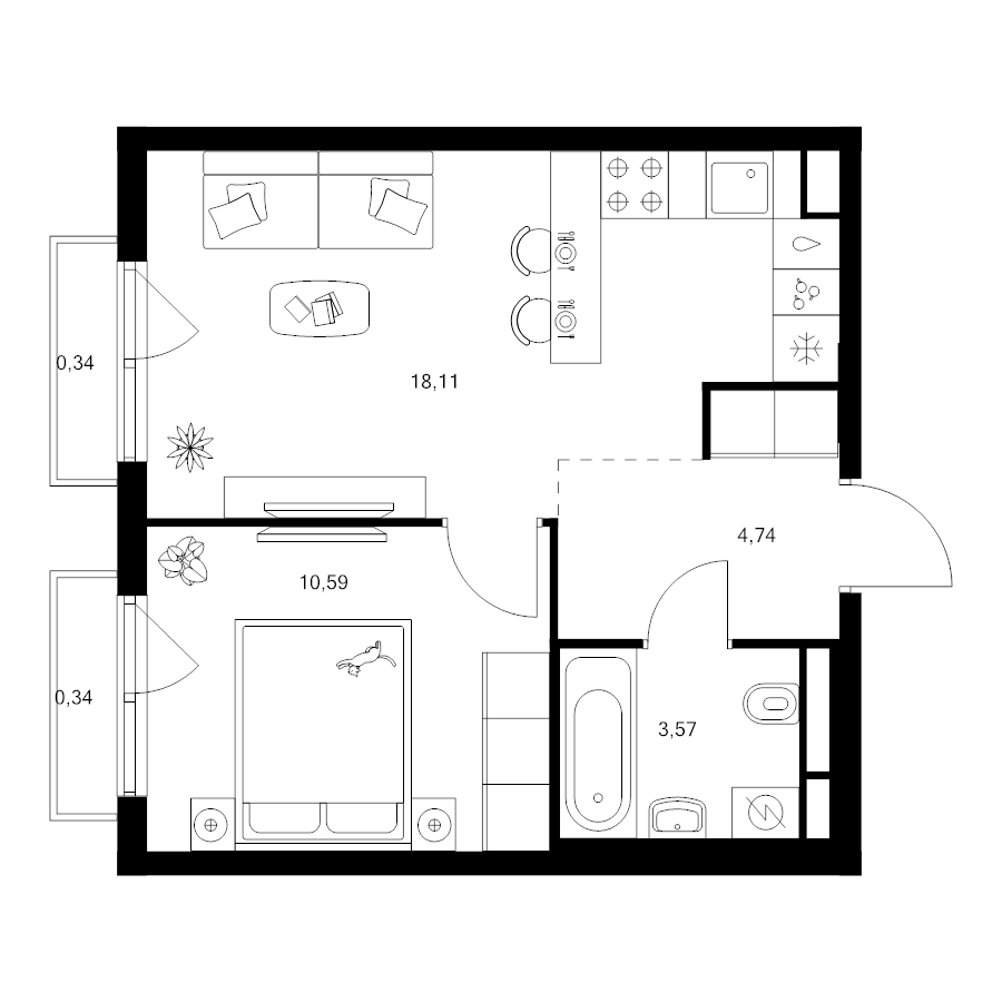 2 ккв (Евро) 37,7 м²