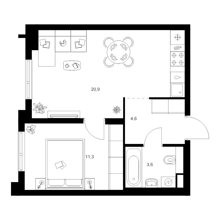 2 ккв (Евро) 40,4 м²