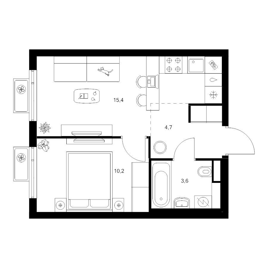 2 ккв (Евро) 33,9 м²
