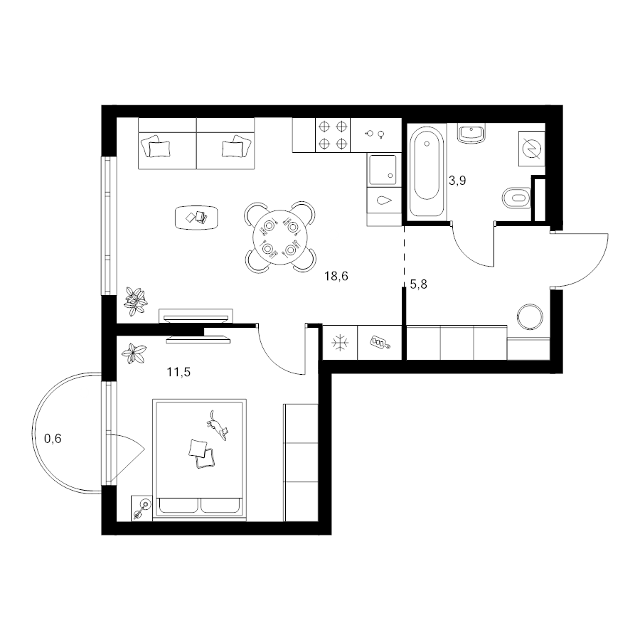 2 ккв (Евро) 40,4 м²
