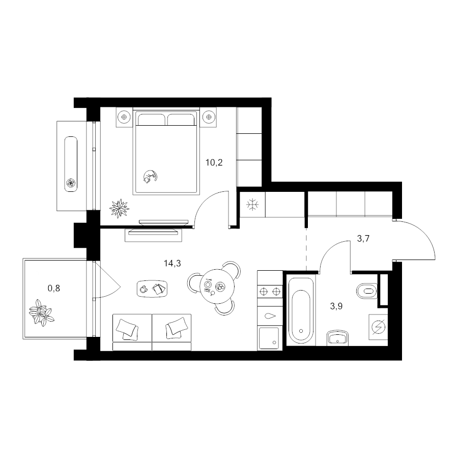 1 ккв 32,9 м²