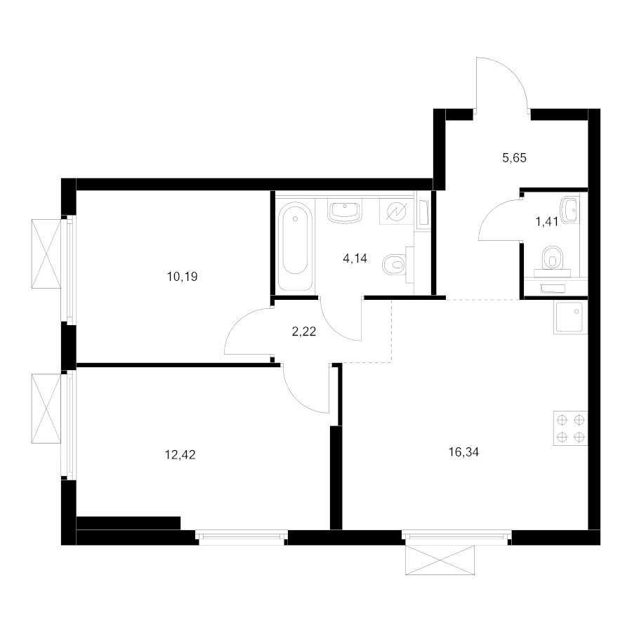3 ккв (Евро) 50,8 м²