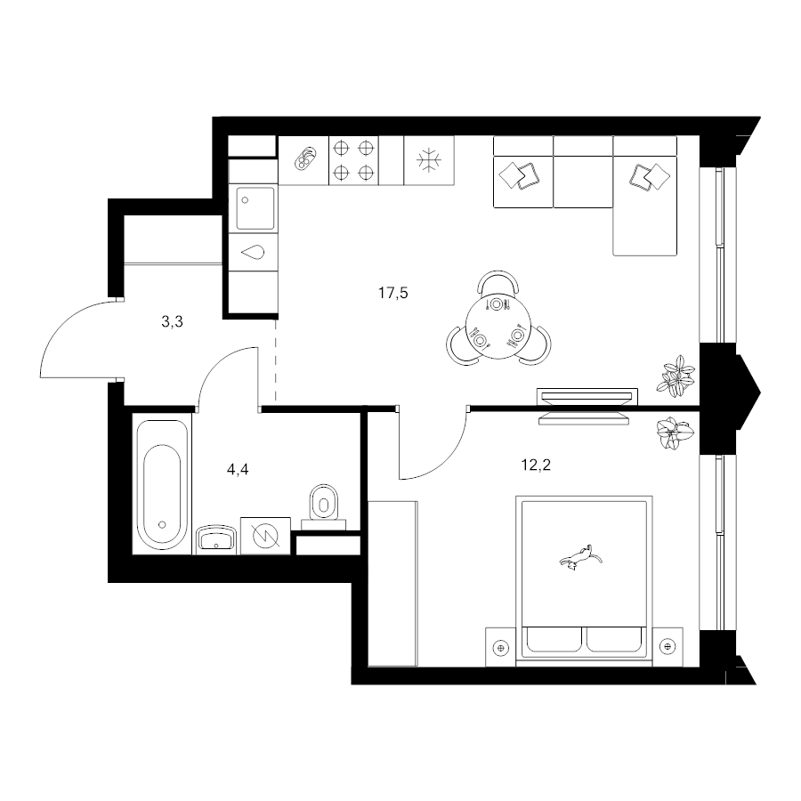 2 ккв (Евро) 37,4 м²