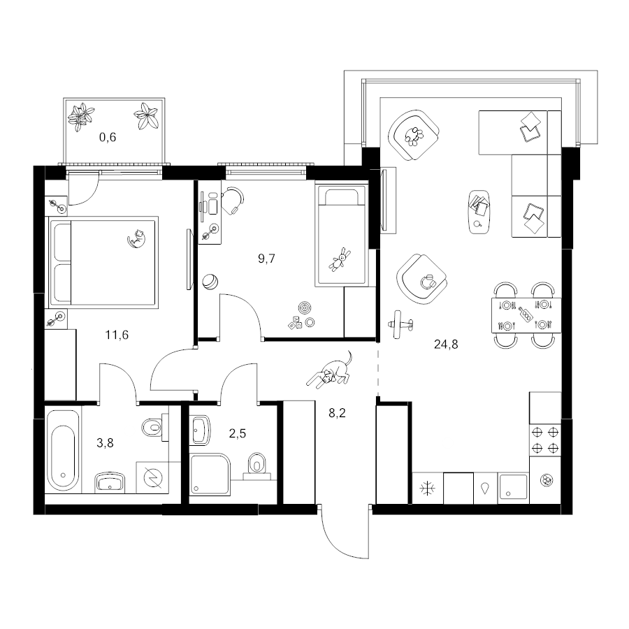 3 ккв (Евро) 61,2 м²