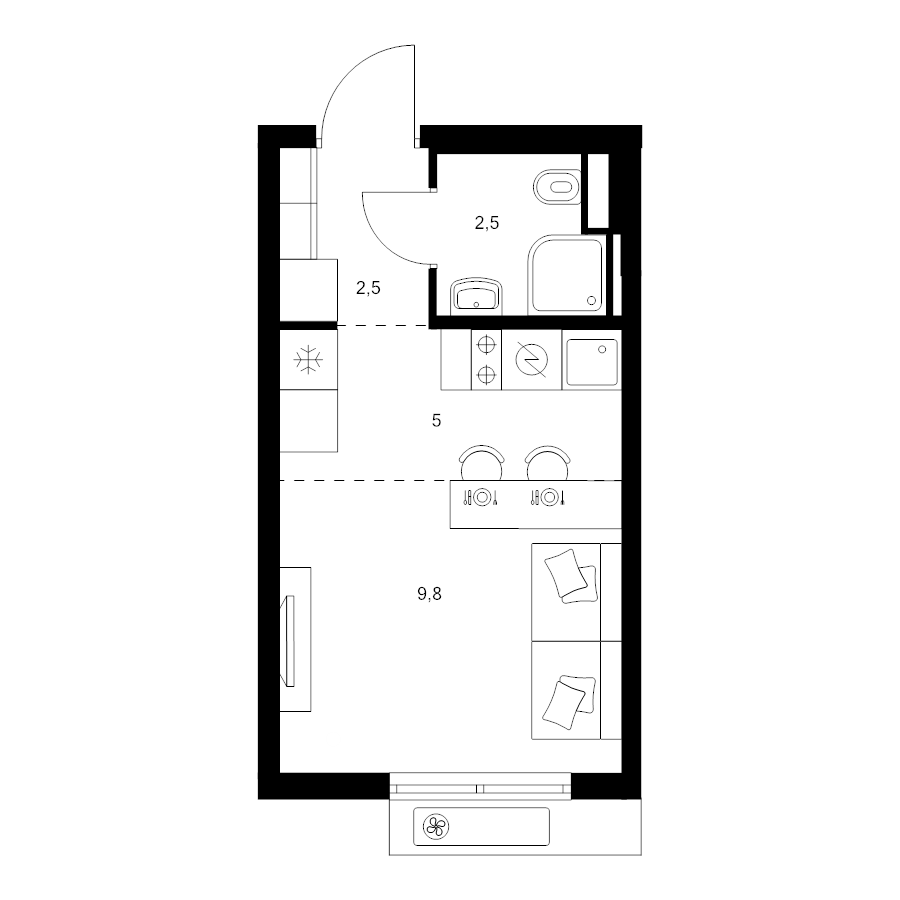 Студия 19,8 м²