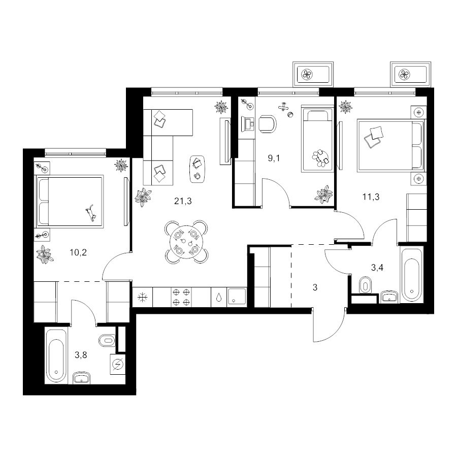 4 ккв (Евро) 67,5 м²