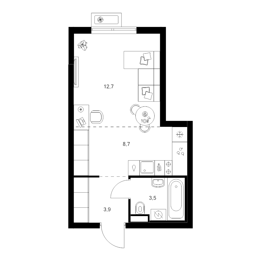 Студия 28,8 м²