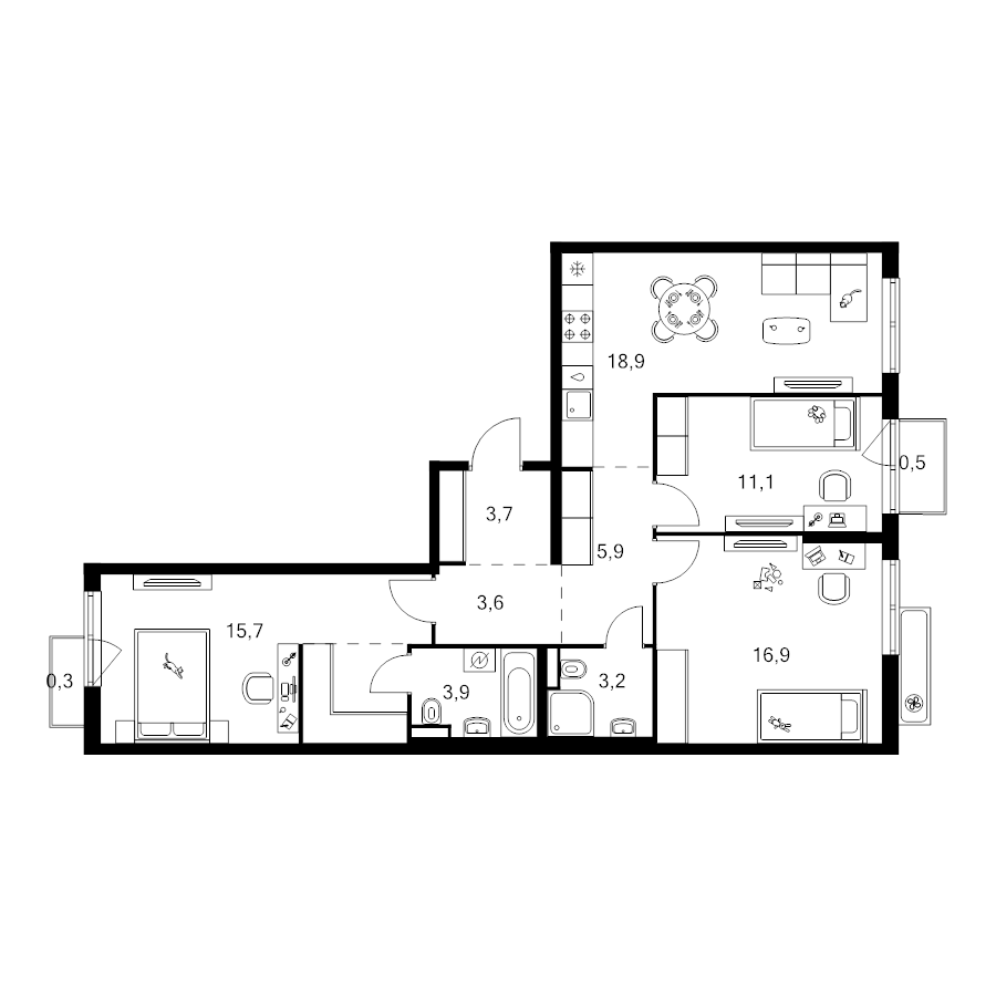 4 ккв (Евро) 87,5 м²