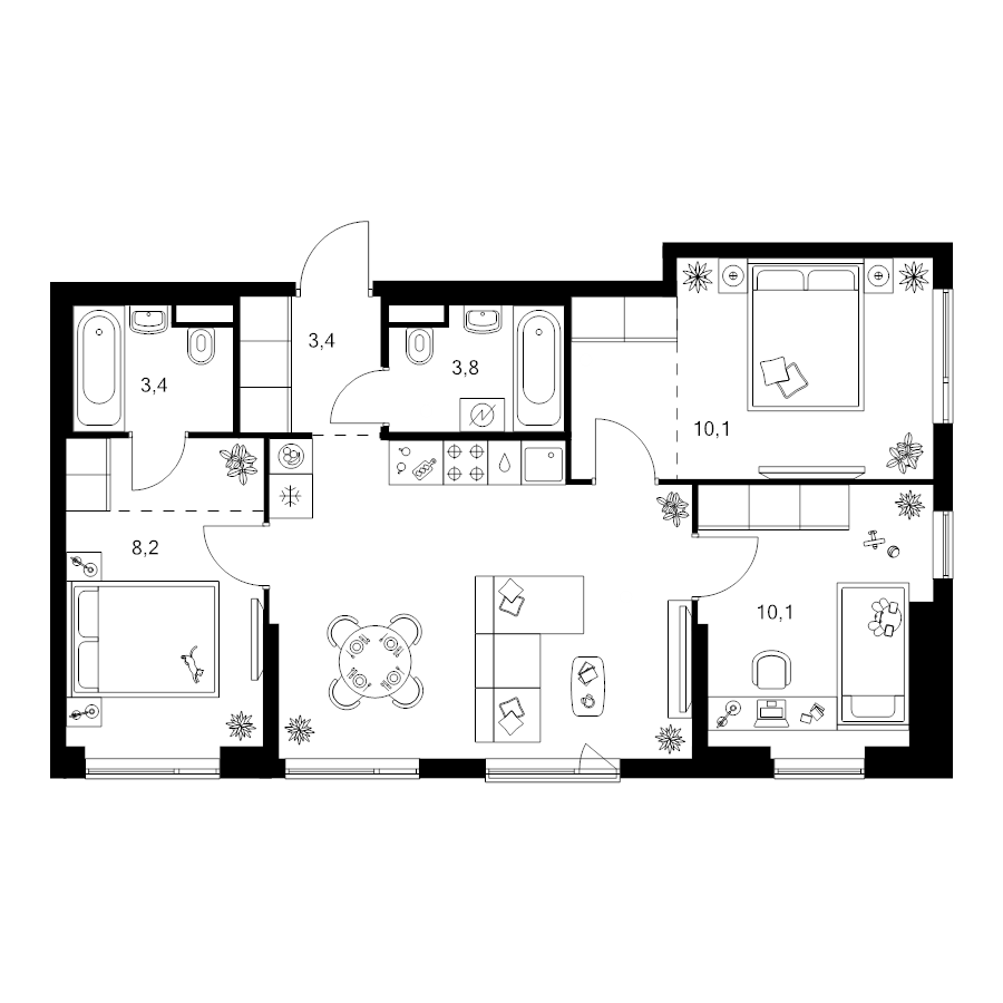 4 ккв (Евро) 67,7 м²