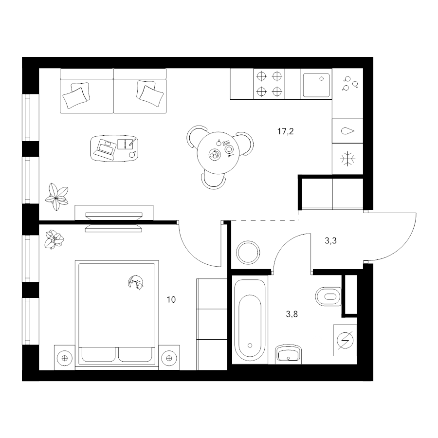 2 ккв (Евро) 34,3 м²
