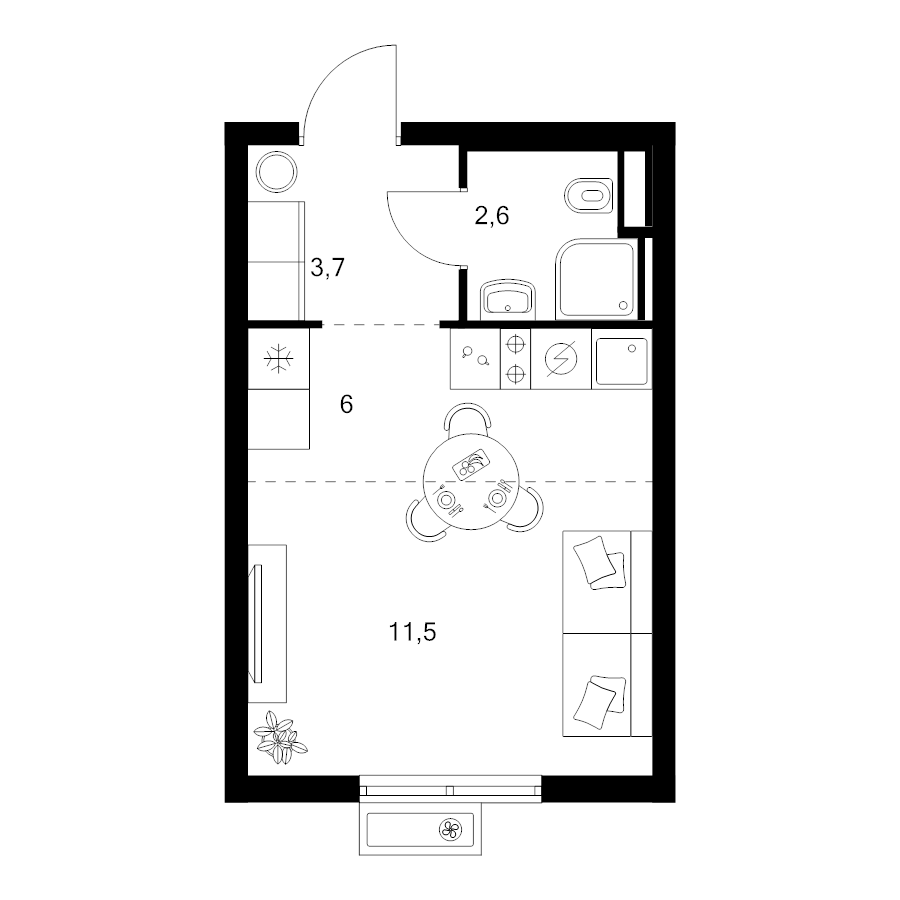 Студия 23,8 м²