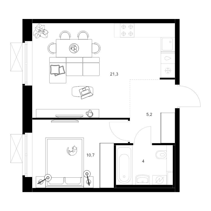 2 ккв (Евро) 41,3 м²