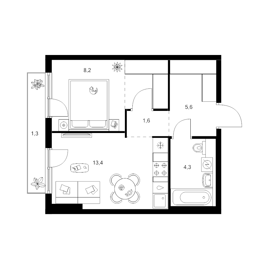 1 ккв 37,7 м²