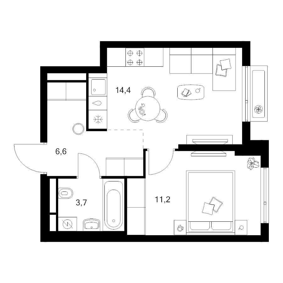 1 ккв 35,9 м²