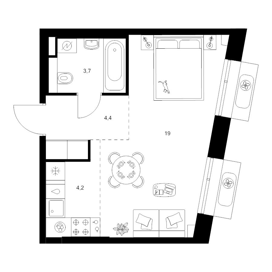 Студия 31,3 м²