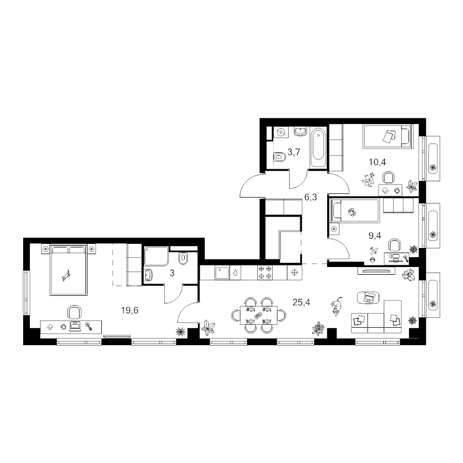 4 ккв (Евро) 82,7 м²
