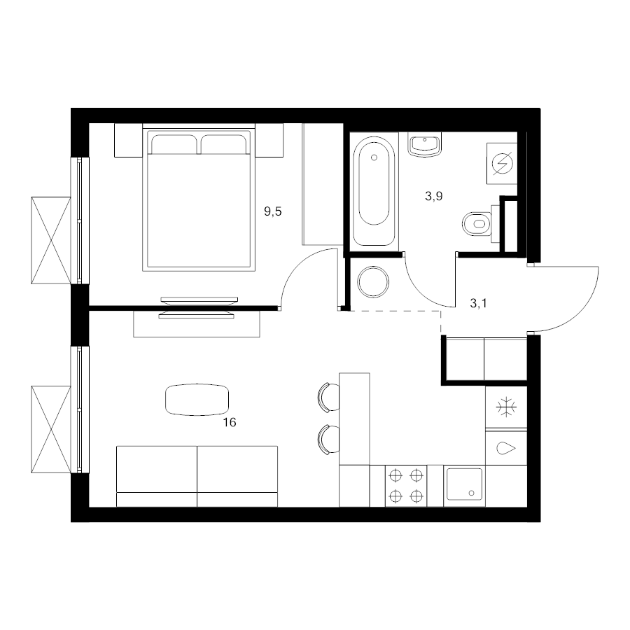 2 ккв (Евро) 32,5 м²