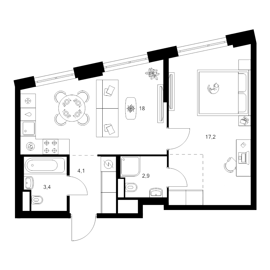 2 ккв (Евро) 48,3 м²