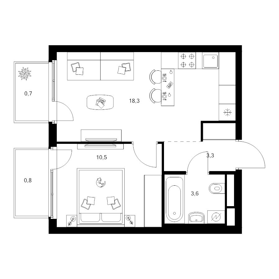 2 ккв (Евро) 37,2 м²