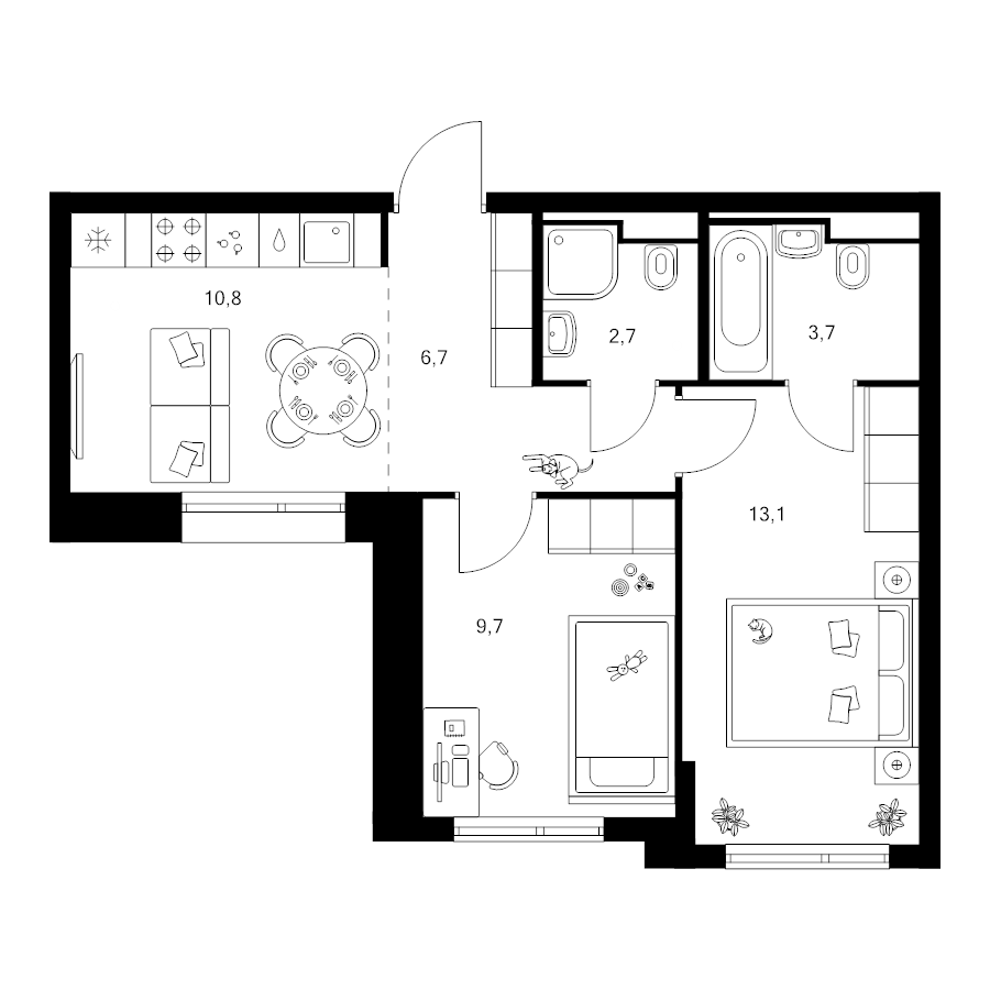 2 ккв 46,7 м²