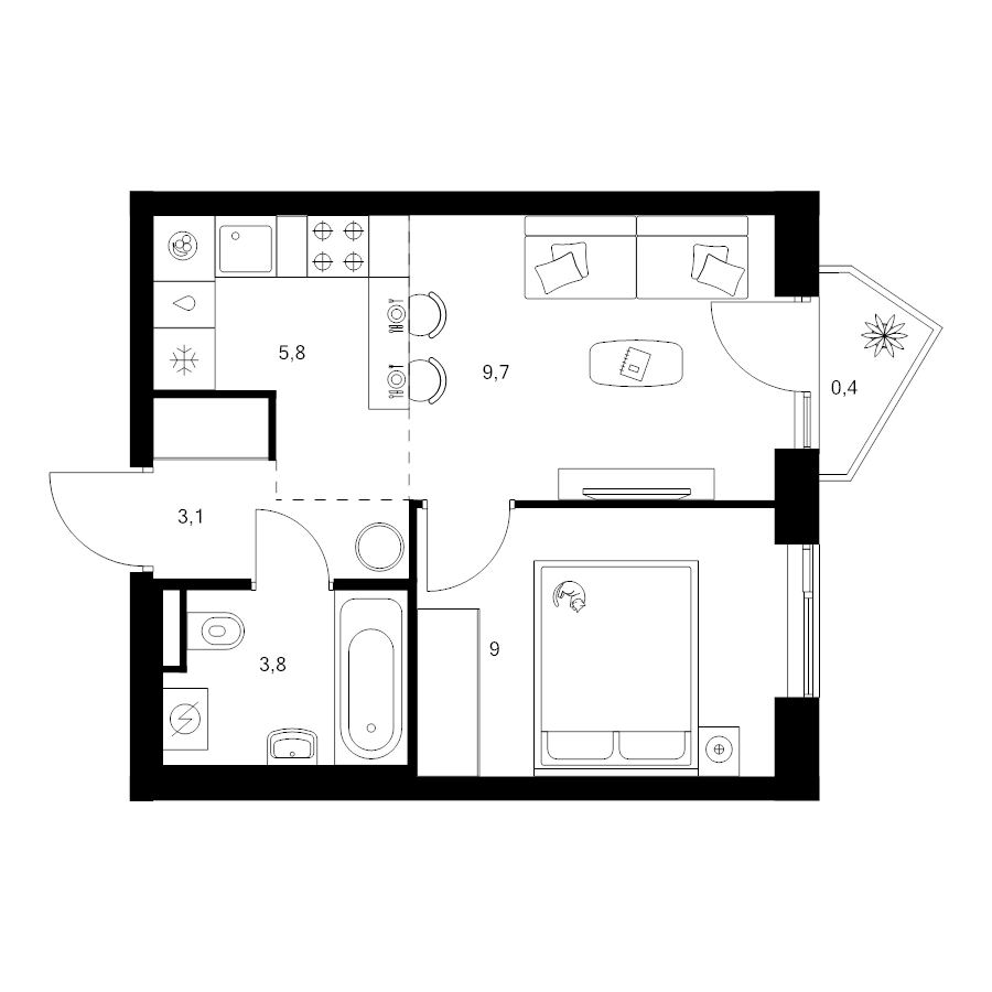 2 ккв (Евро) 31,8 м²